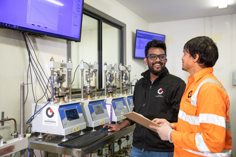 Chadwick Geotechnics staff in the laboratory